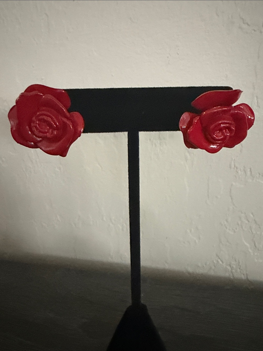 Red Rose Floral Stud Earrings - Women's Jewelry
